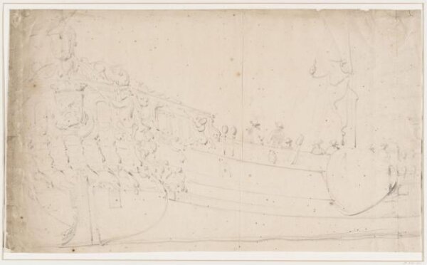 willem van de velde the younger, Hull of a Dutch admiralty Jacht; quarter view