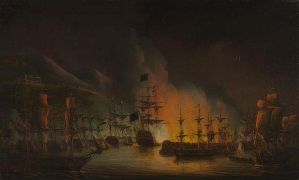 Martinus Schouman, Het bombardement van Algiers, ter ondersteuning van het ultimatum tot vrijlating van christenslaven, 26-27 augustus 1816