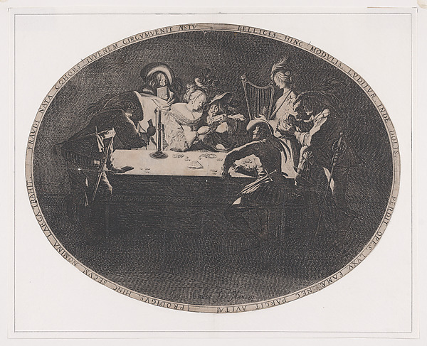 Jacques Callot, Le Brelan, pièce appelée aussi Les Joueurs de Cartes et L'Enfant Produgue Trompé par une Troupe de Filous (Three of a Kind, also called The Card Players and The Prodigal Son Tricked by a Group of Thieves)