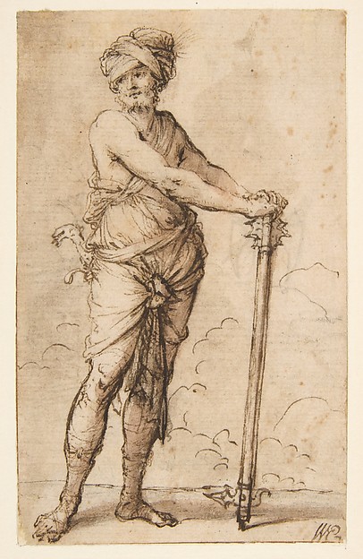 Salvator Rosa, Turbaned Warrior Holding a Mace