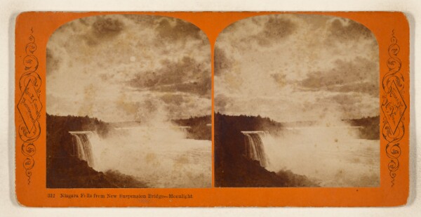 George E. Curtis, Niagara Falls from New Suspension Bridge - Moonlight. [Niagara Falls]