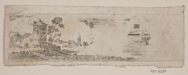 Gerhard Ludvig Lahde, Prøveblad af landskab med borg og kirke