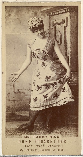 W. Duke, Sons & Co., Card Number 553, Fanny Rice, from the Actors and Actresses series (N145-7) issued by Duke Sons & Co. to promote Duke Cigarettes