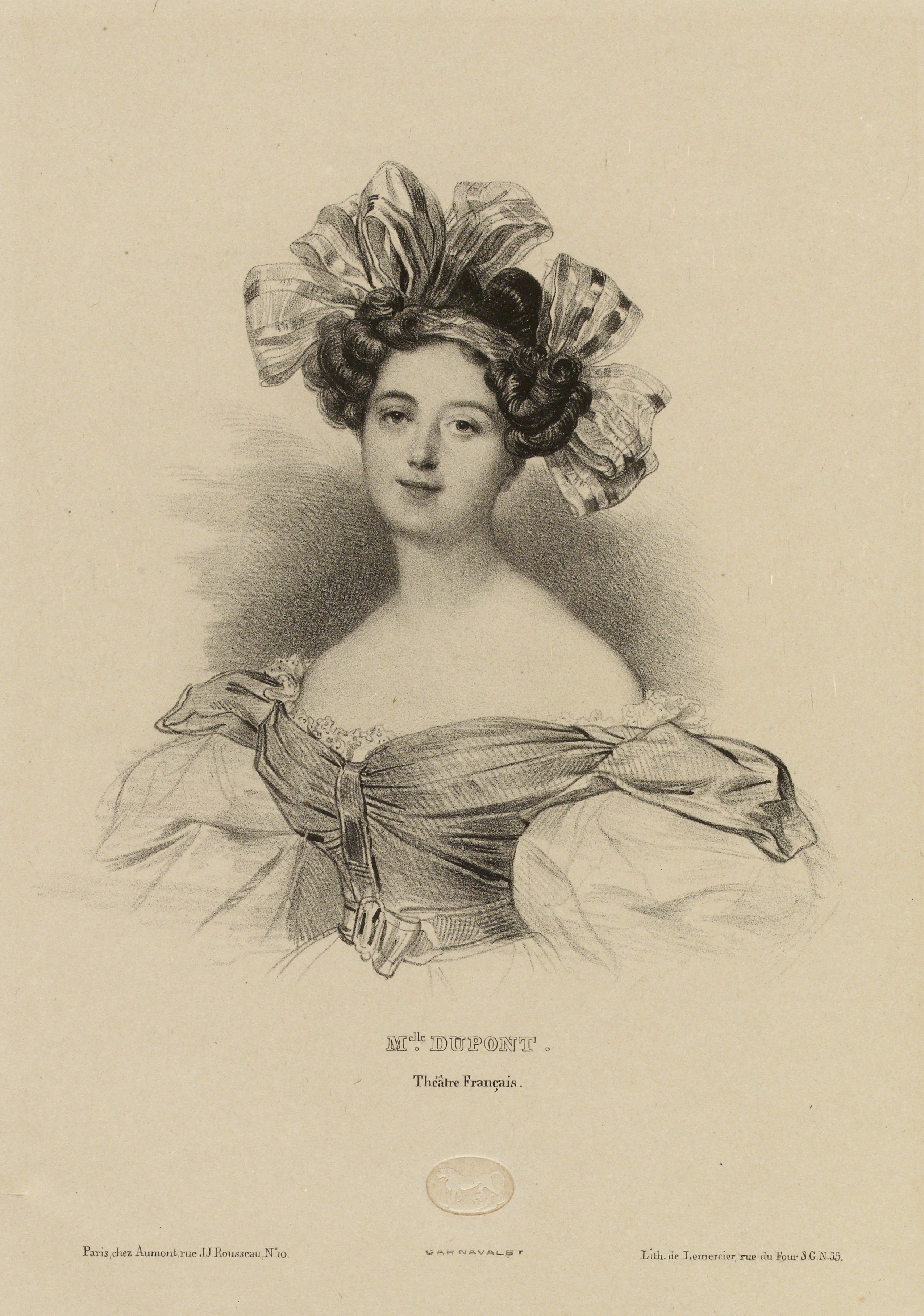 Achille Devéria, Actrices des principaux Théâtres de Paris : portrait de Mademoiselle Dupont (1794-1864), Théâtre français