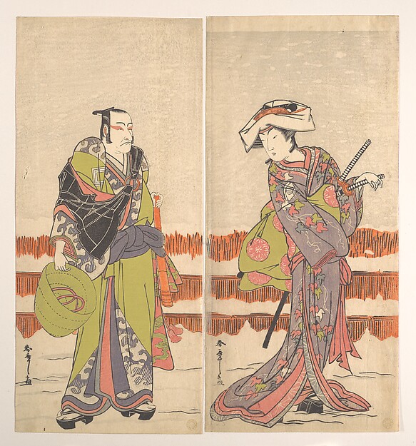 Katsukawa Shunshō　勝川春章, Ichikawa Danjuro Fifth as a Komuso Holding a Basket-Hat in His Right Hand