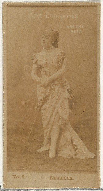 W. Duke, Sons & Co., Card Number 8, Letitia, from the Actors and Actresses series (N145-6) issued by Duke Sons & Co. to promote Duke Cigarettes