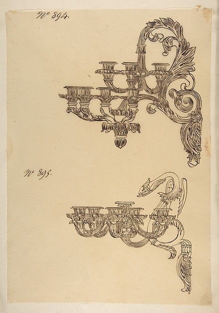 Anonymous, French, 19th century, Designs for Two Sconces