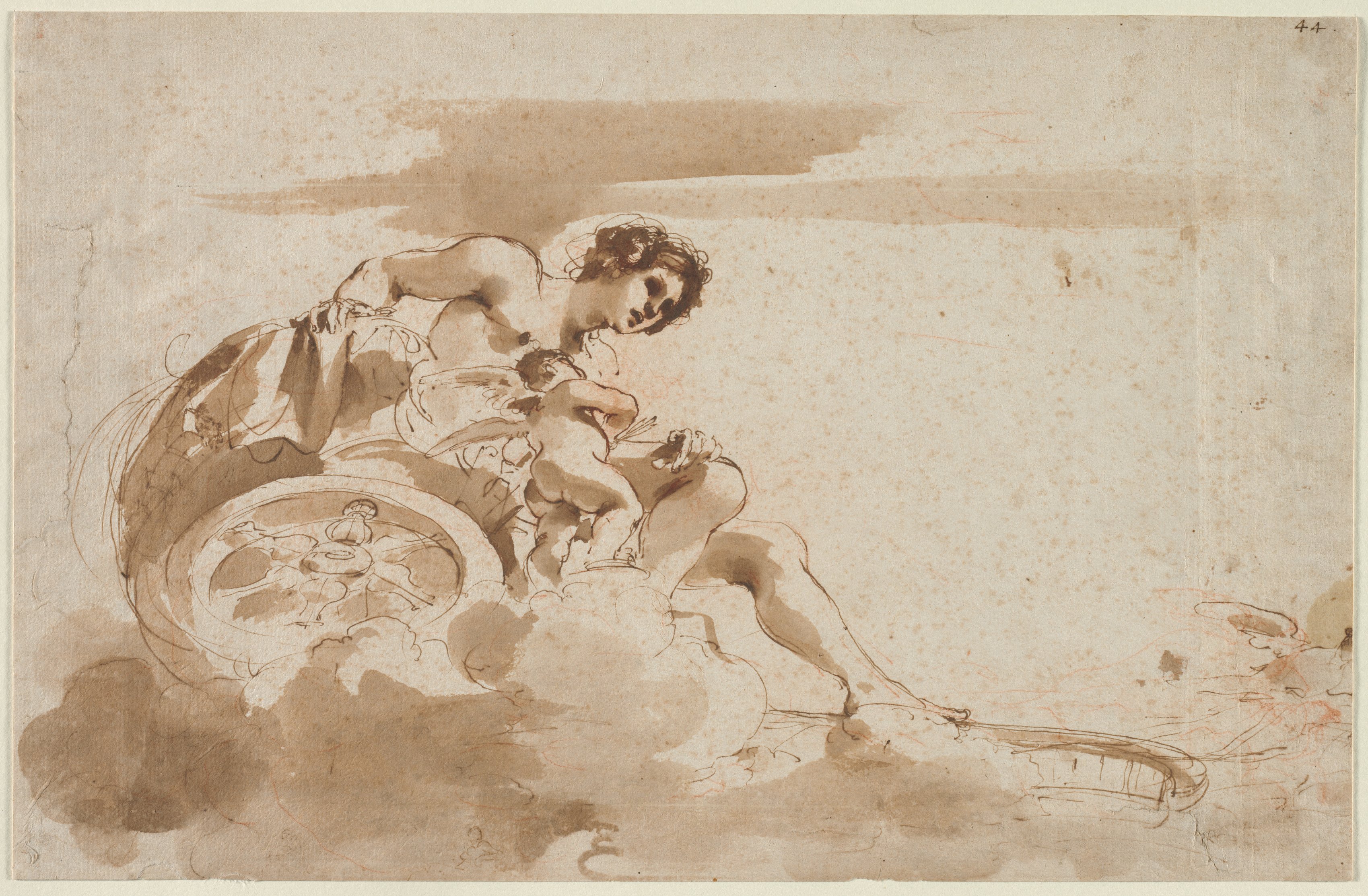 Guercino, Venus and Cupid in a Chariot