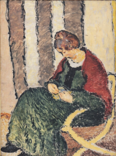 Harald Giersing, Dame med rødt shawl. Anna Giersing, kunstnerens søster