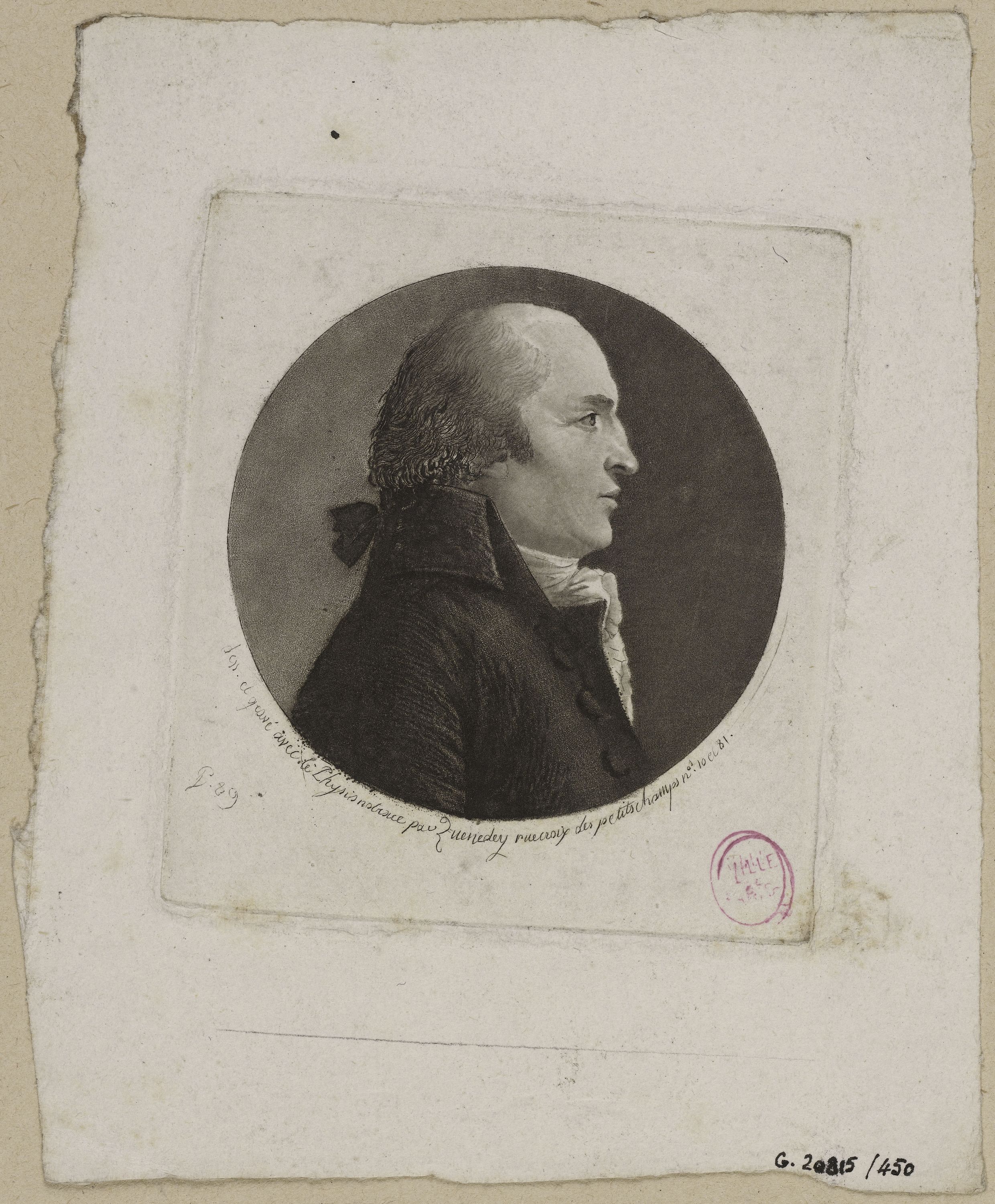 Edmé Quenedey, Portrait d'un homme, fin XVIIIème siècle/début XIXème siècle