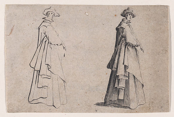Jacques Callot, La Dame au Vêtement Ample (The Woman with Ample Clothing), from Les Caprices Series B, The Nancy Set