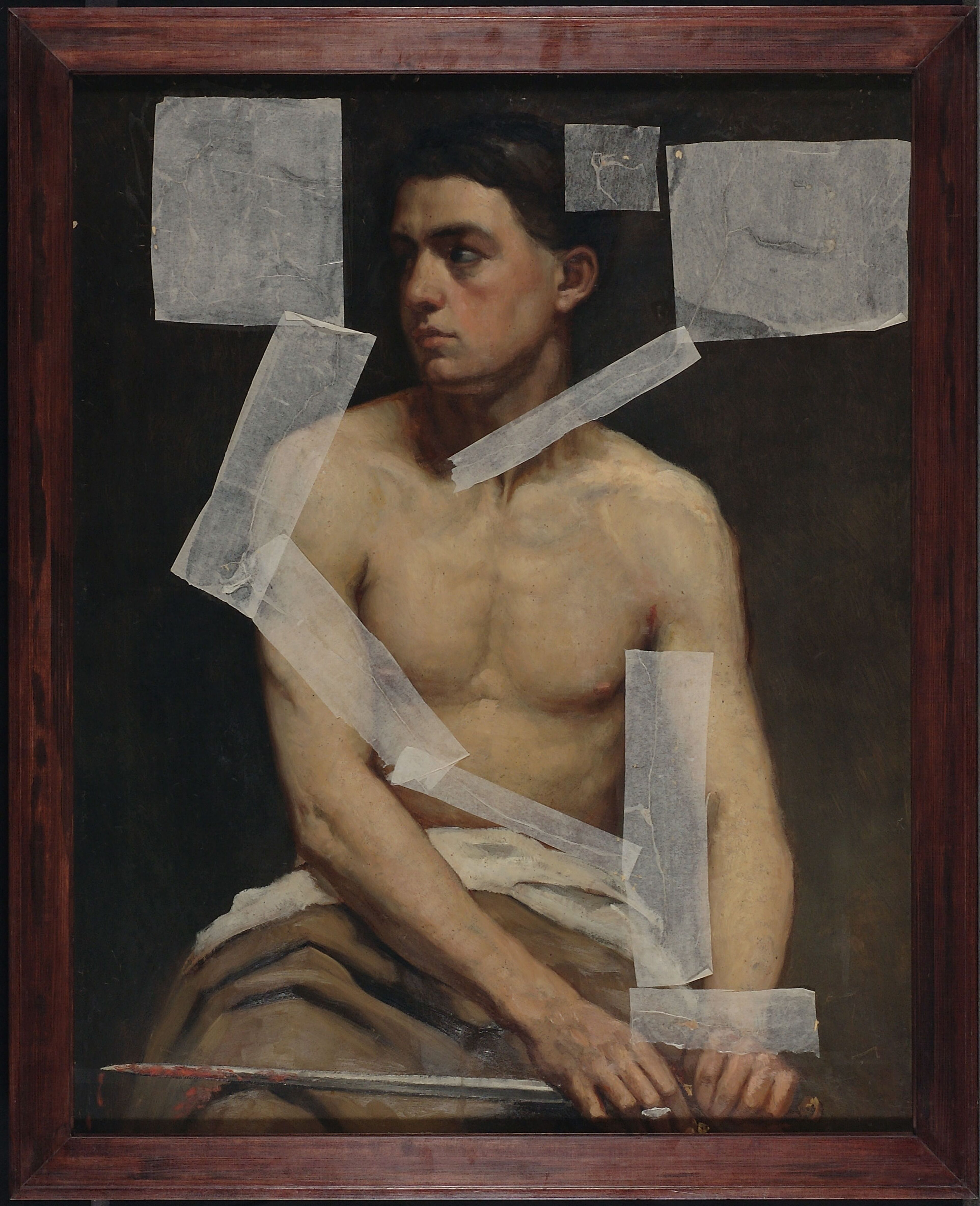 Albert Edelfelt, Seated Male Model Holding a Sword, Academy Study