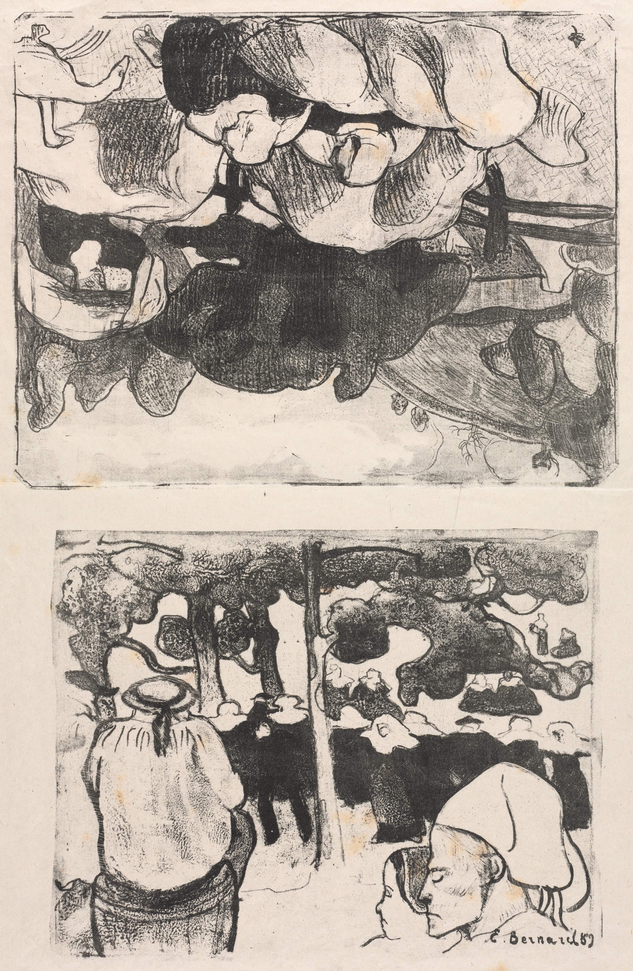 Émile Bernard, Les Bretonneries: Breton Women Making Haystacks (Bretonnes Faisant les Foins) and Wedding in Brittany (La Noce en Bretange)