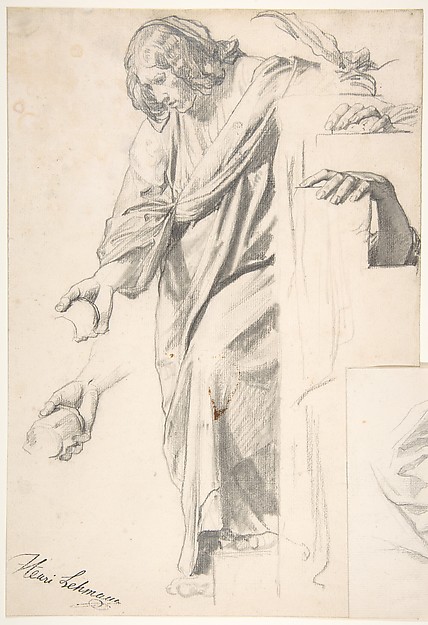 Henri Lehmann, Standing Draped Female Figure