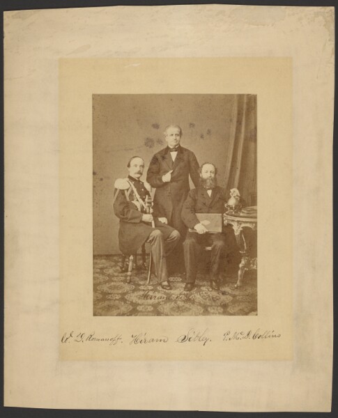 Unknown, [Colonel Romanov, Hiram Sibley, and Perry Collins discussing Russian-American Telegraph project]