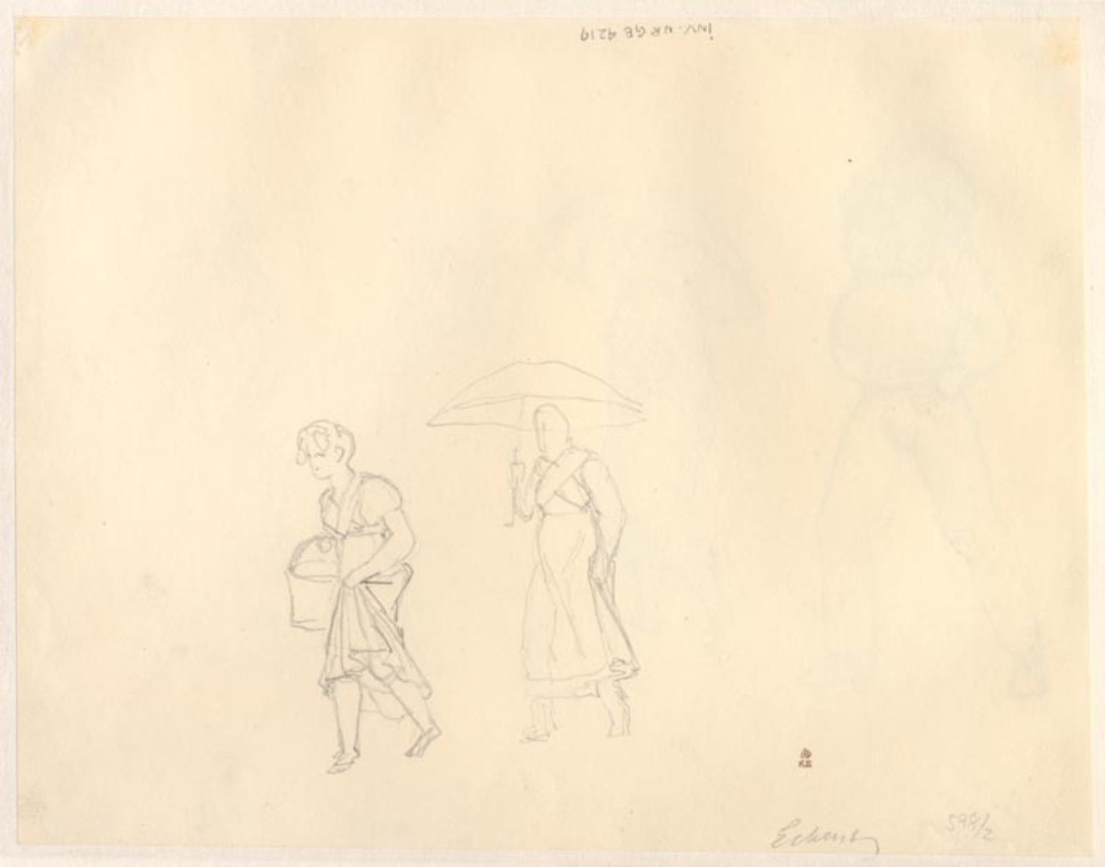 C.W. Eckersberg, Studie af to figurer i regnvejr.