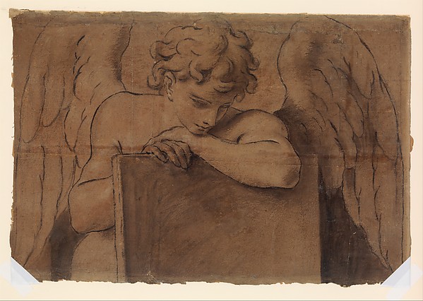Marcantonio Franceschini, Cartoon Fragment for Adolescent Angel Leaning on a Tablet or Closed Book