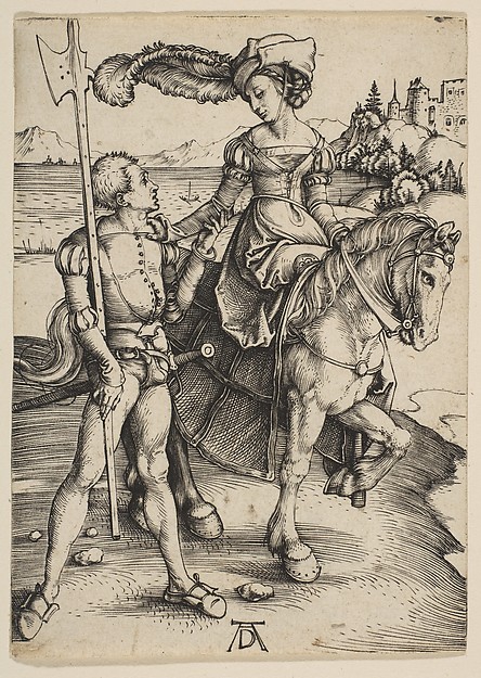 Albrecht Dürer, The Lady on Horseback and the Lansquenet