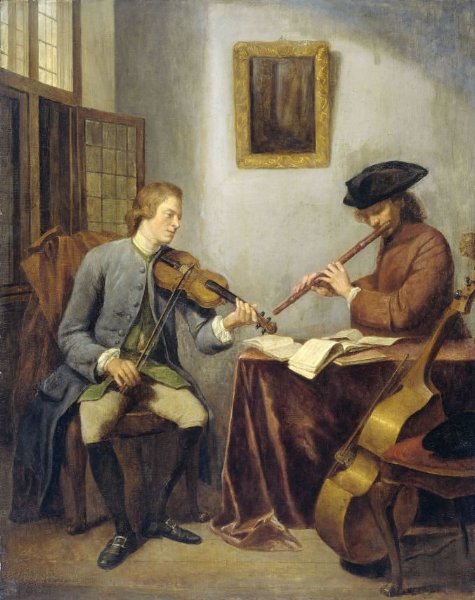 Julius Henricus Quinkhard, A Violinist and a Flutist Playing Music together (The Musicians)