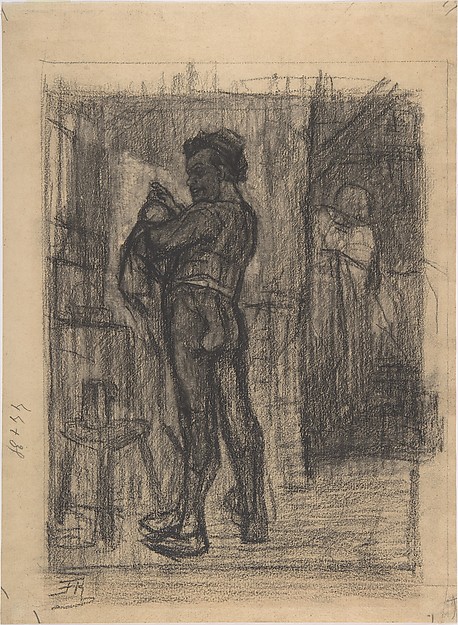 Félicien Rops, Standing man with beer mugs
