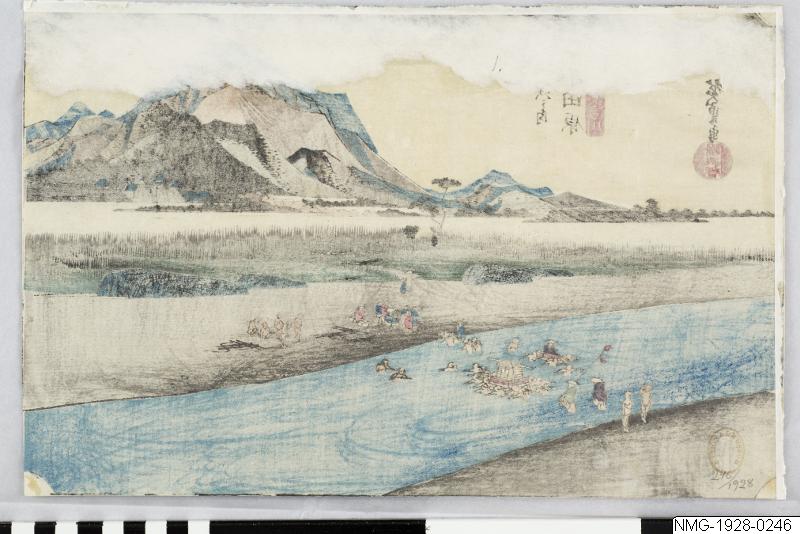 Ando (senare Utagawa Hiroshige) Hiroshige, Träsnitt, Bildkonst, 10. Odawara. De femtiotre raststationerna från Tōkaidō, Print, Woodcut, Woodblock