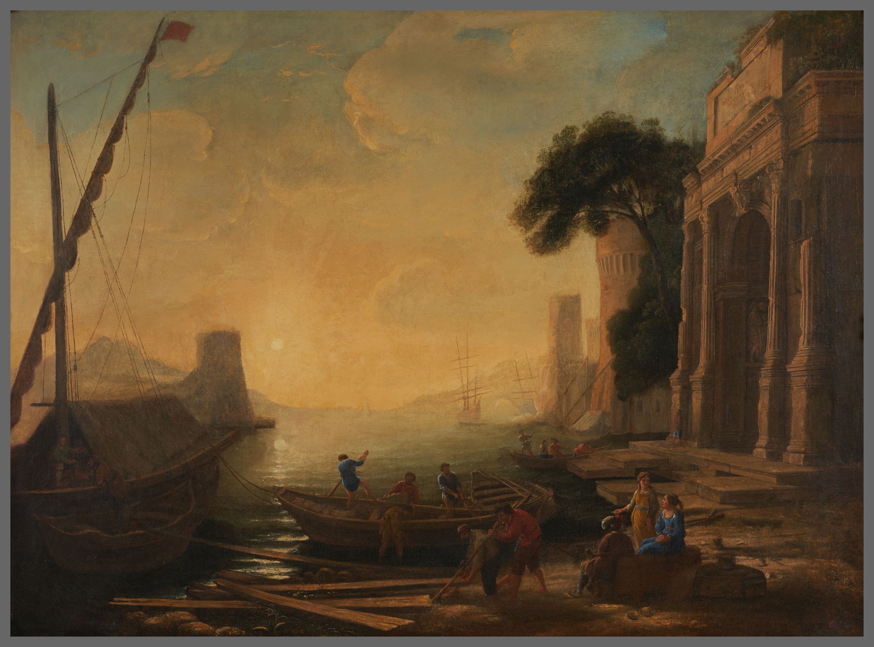 Anonyme, Port de mer au soleil levant, d'après Le Lorrain