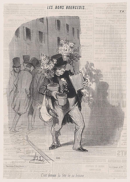Honoré Daumier, Tomorrow is his wife's birthday, from 'The good bourgeois,' published in Le Charivari, June 18, 1846