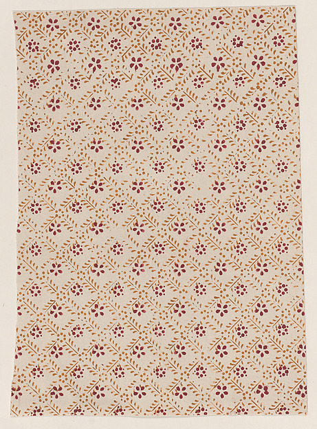 Anonymous, Sheet with dot grid pattern with flowers