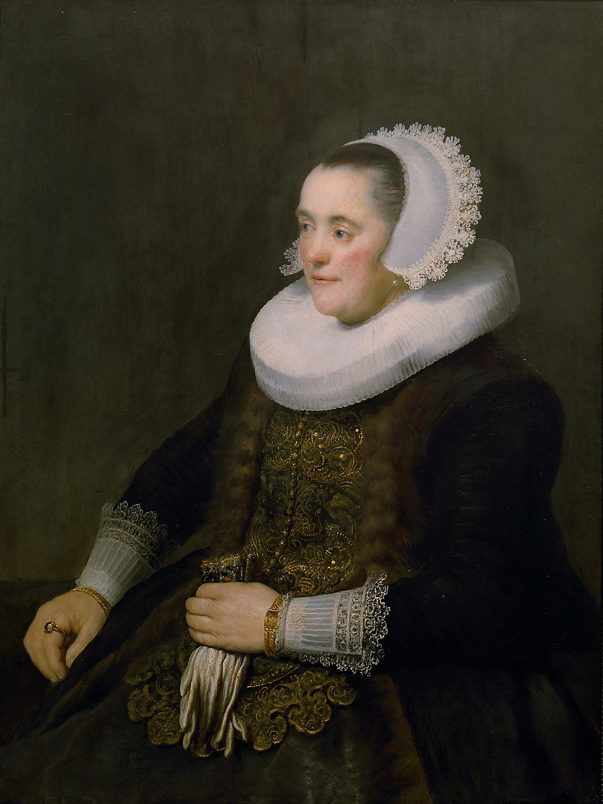 Rembrandt, Portrait of a Woman holding Gloves