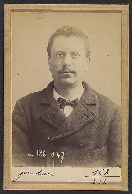Alphonse Bertillon, Jourdan. Numa. 30 ans, né le 27/8/61 à Courbevoie (Seine). Teinturier. Anarchiste. 23/4/92.
