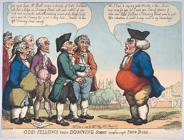 Thomas Rowlandson, Odd Fellows from Downing Street Complaining to John Bull
