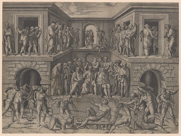 Marcantonio Raimondi, The Martyrdom of Saint Lawrence, after Bandinelli