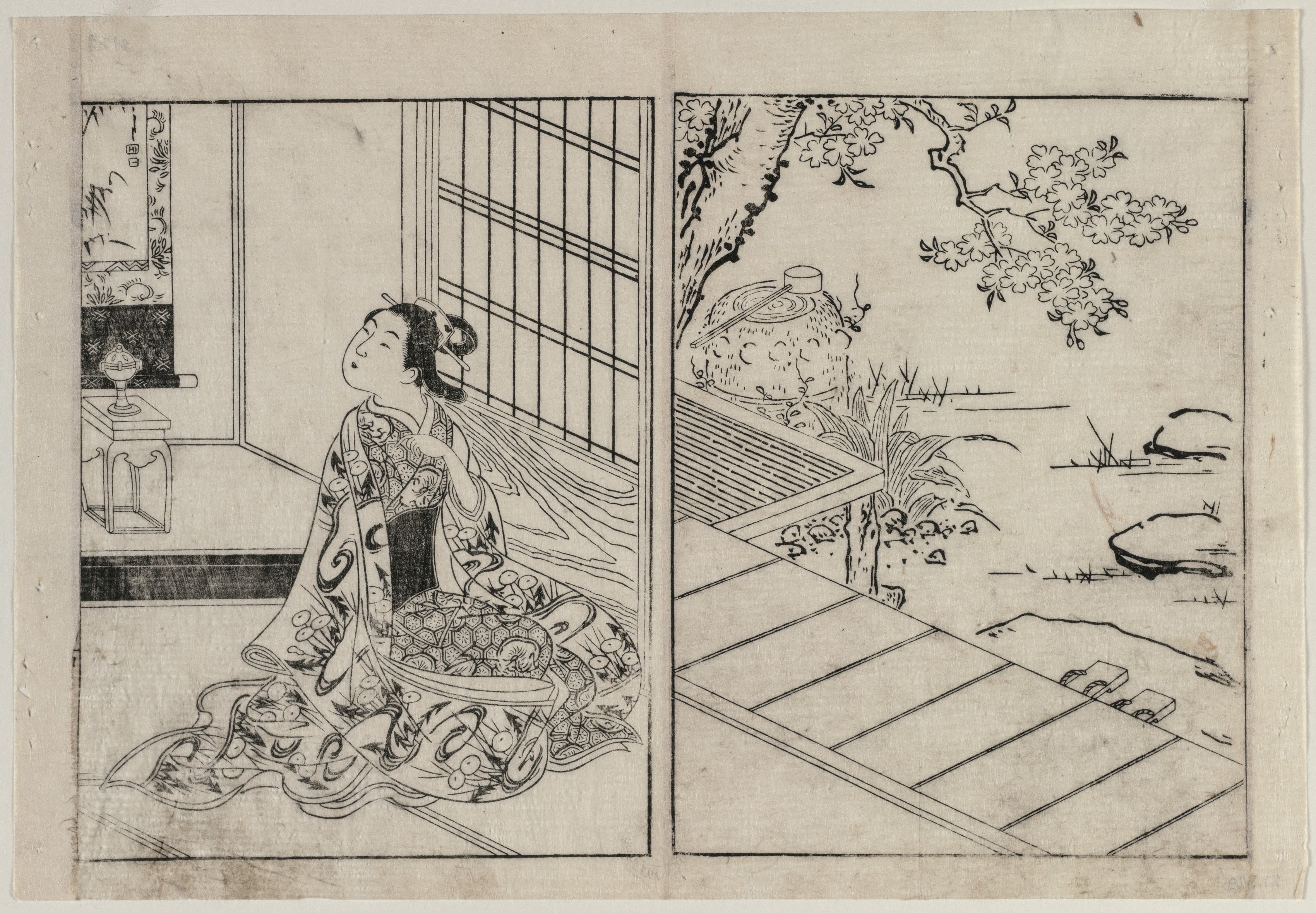 Nishikawa Sukenobu, Woman Looking at a Hanging Scroll