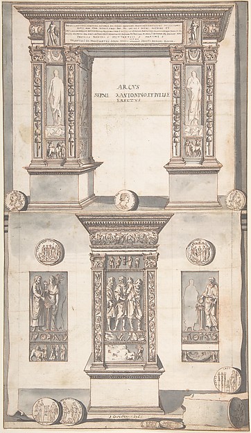 Jan Goeree, Arch of Septimius Severus, Frontal Elevation (above) and Side View (below)
