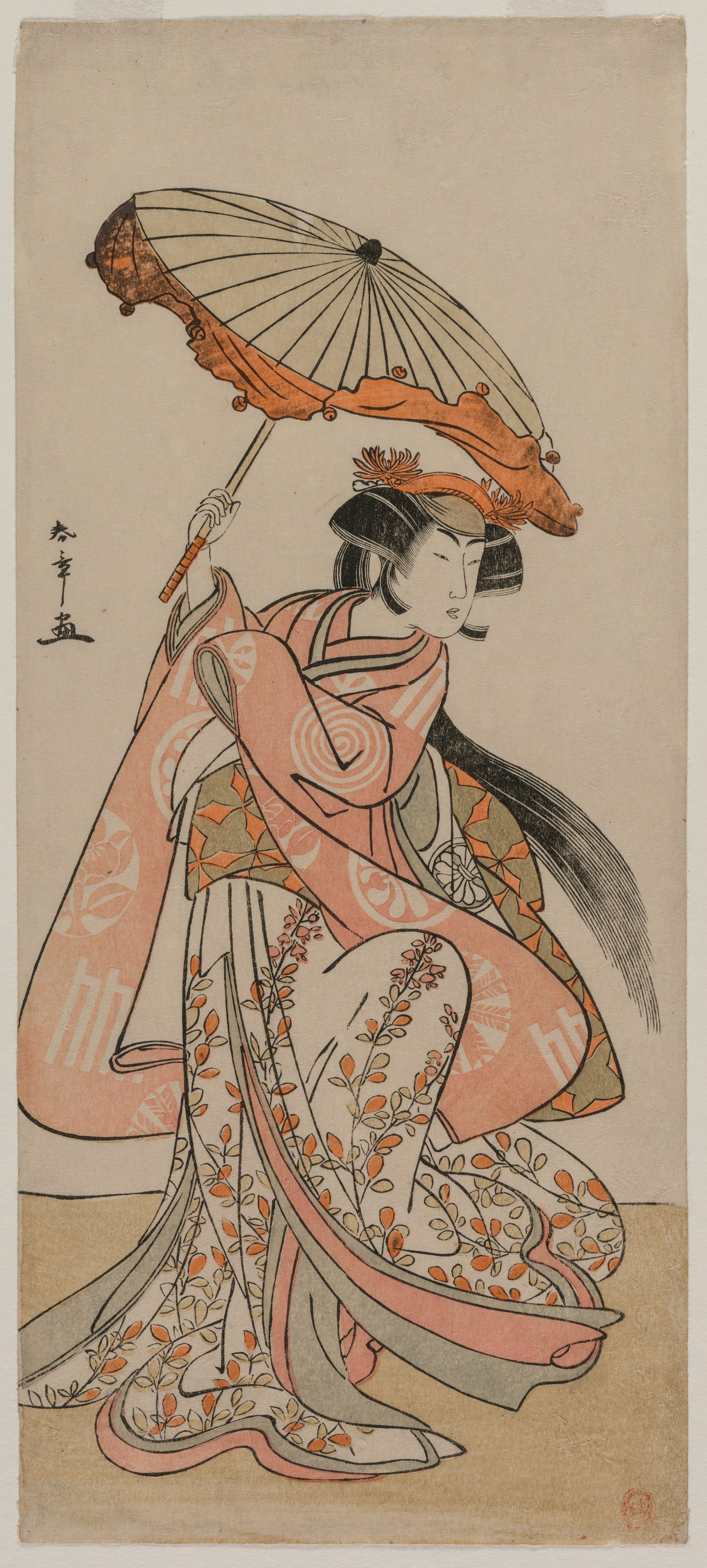 Katsukawa Shunshō, The Actor Segawa Kikunojo II Dancing with a Parasol