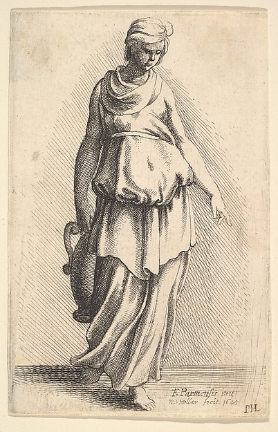 Wenceslaus Hollar, Standing female figure carrying a vessel