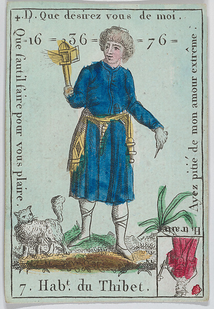Anonymous, French, 18th century, Hab.t du Thibet from playing cards "Jeu d'Or"