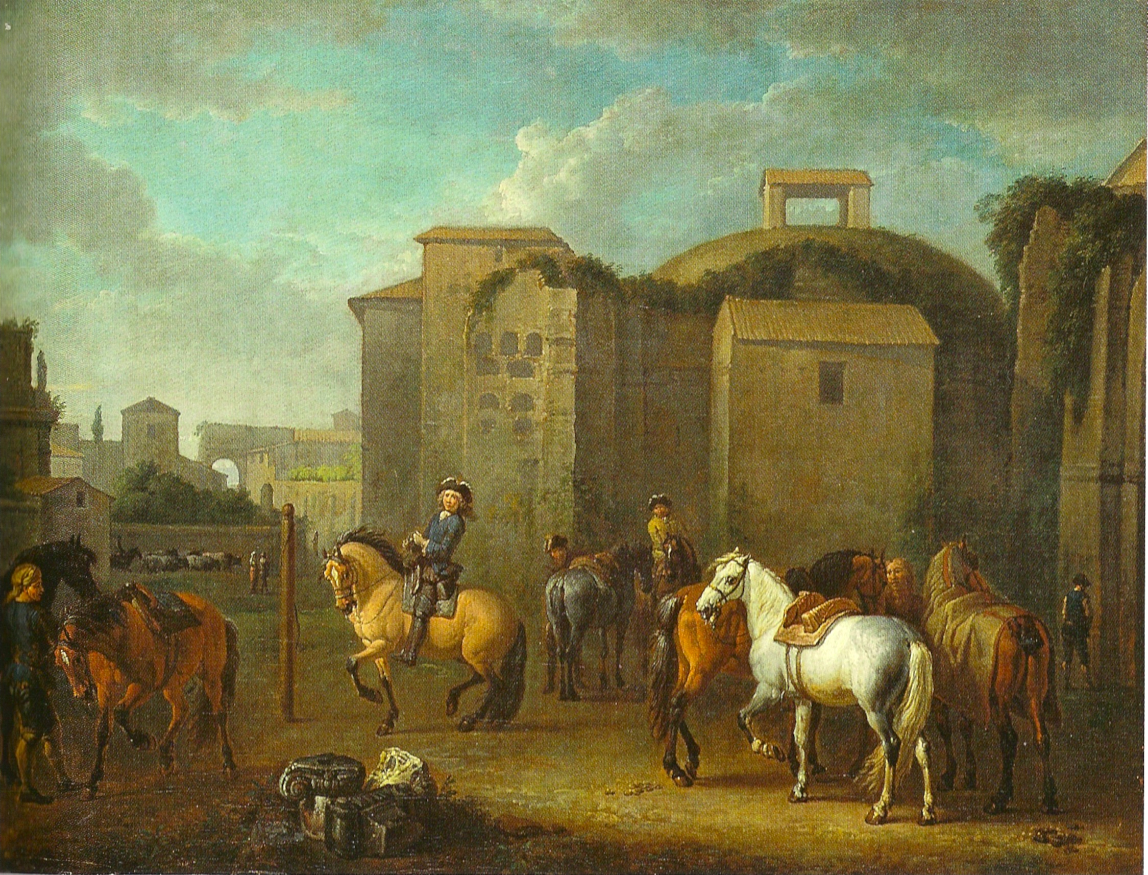 Pieter van Bloemen, Riding School Before Ancient Ruins