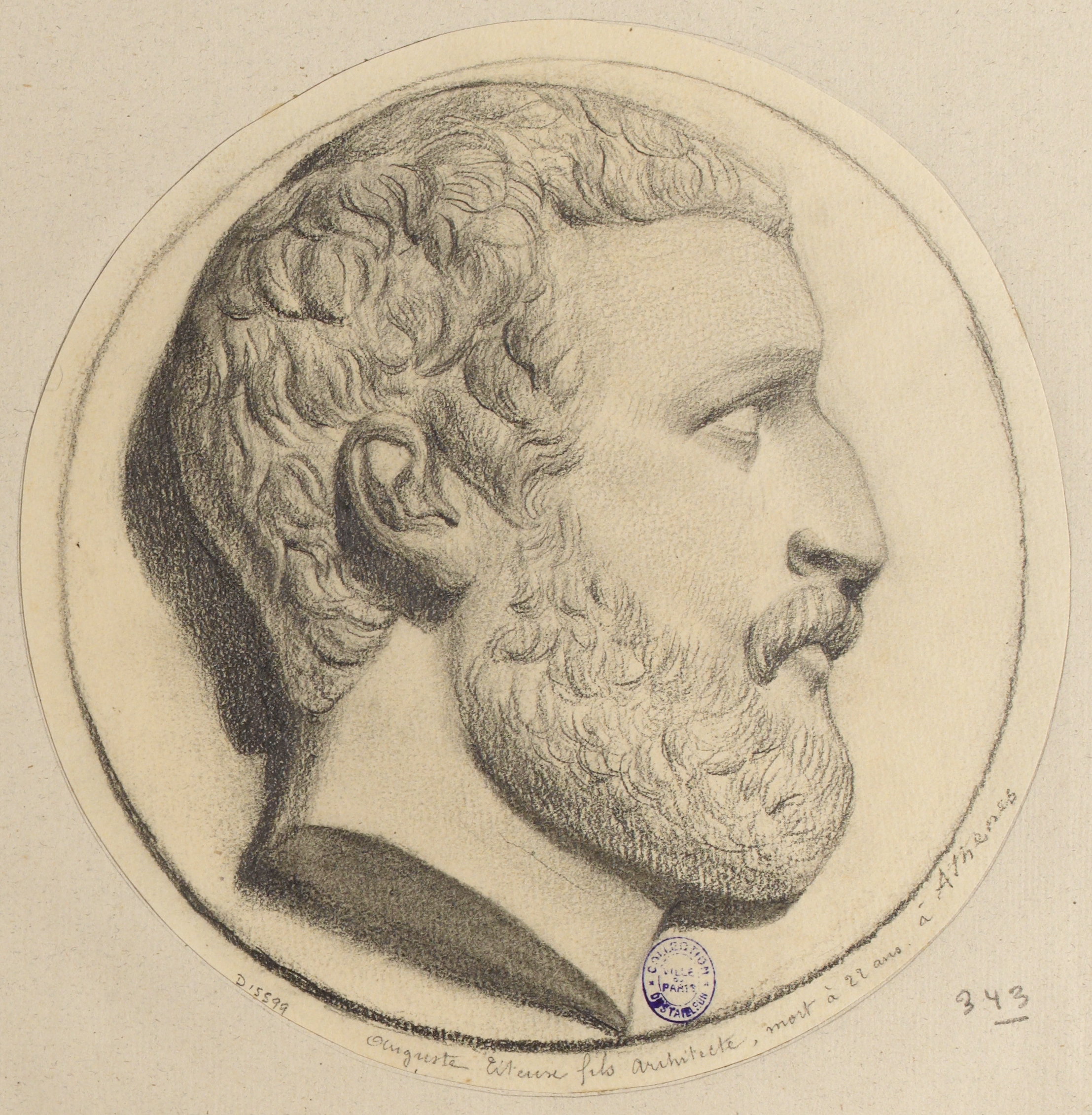 Anonyme, Portrait de l'architecte Auguste Titeux, fils, mort à 22 ans à Athènes