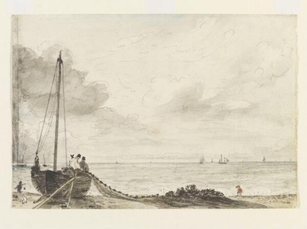 John Constable, Brighton Beach: Fishing boat with net