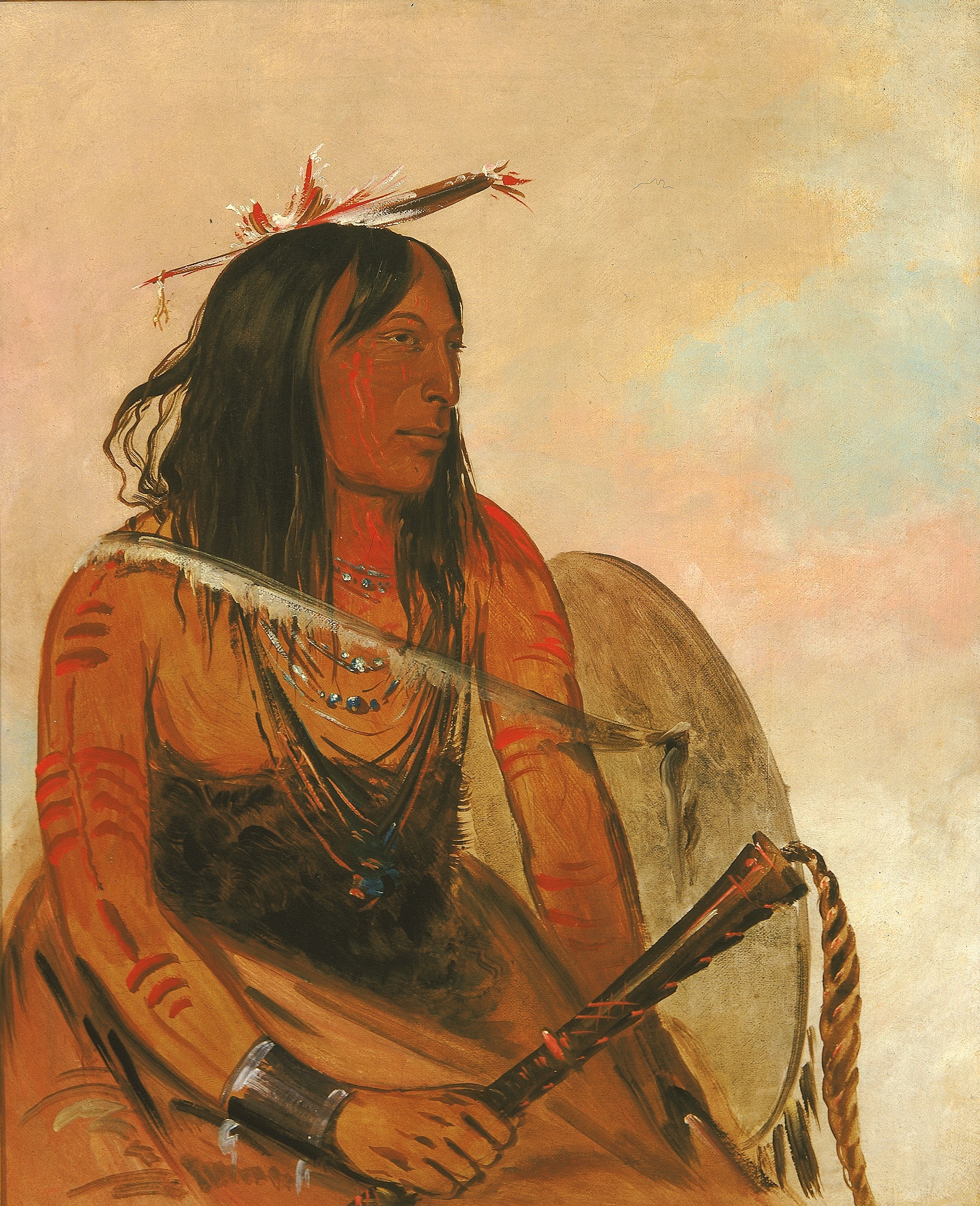 George Catlin, Ish-a-ró-yeh, He Who Carries a Wolf, a Distinguished Brave