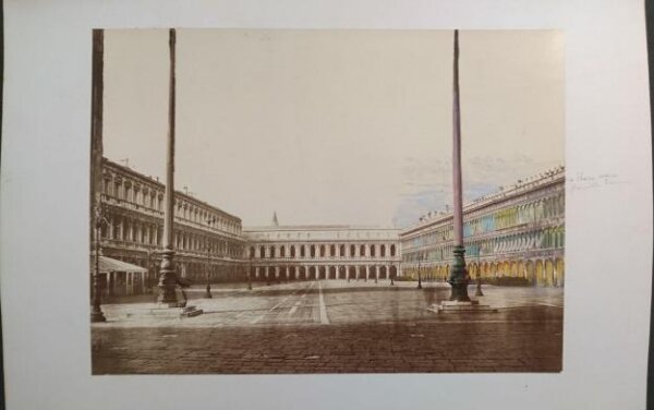 Unknown, Piazza San Marco (three sides), Venice, Italy, with the north wing (Procuratie Vecchie) hand-coloured by John Wharlton Bunney