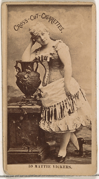 W. Duke, Sons & Co., Card Number 59, Miss Mattie Vickers, from the Actors and Actresses series (N145-2) issued by Duke Sons & Co. to promote Cross Cut Cigarettes