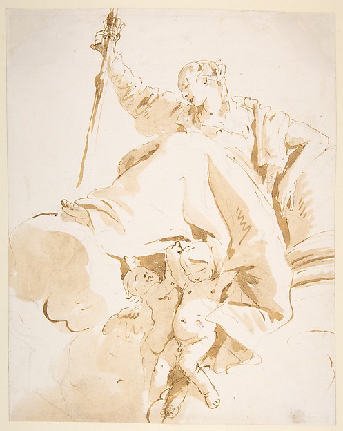 Giovanni Battista Tiepolo, Seated Women Holding Aloft a Sword, and Supported by Two Putti