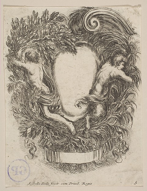 Stefano della Bella, Cartouche Framed by Apollo and Pan