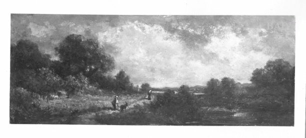 Carl Spitzweg, Landscape with girl +goat