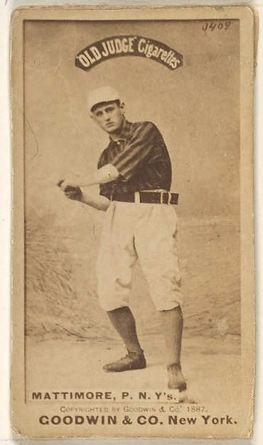 Goodwin & Company, Michael "Mike" Joseph Mattimore, Pitcher, New York, from the Old Judge series (N172) for Old Judge Cigarettes