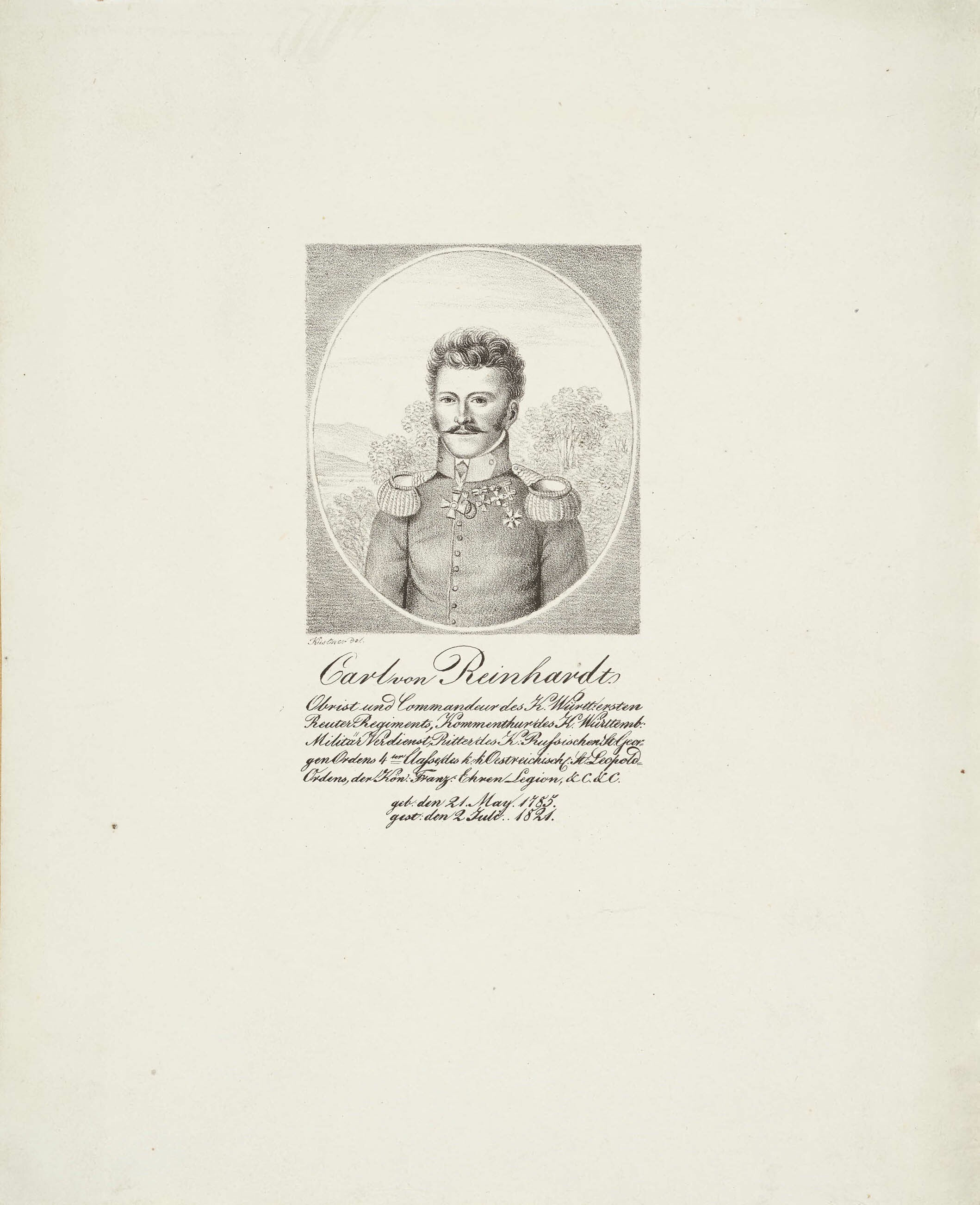Gottfried Küstner, Bildnis Carl von Reinhardt