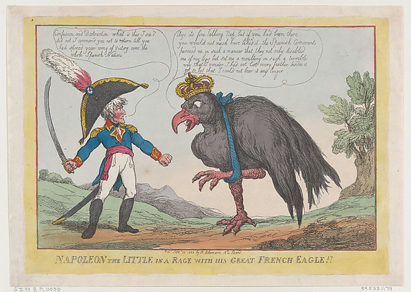 Thomas Rowlandson, Napoleon The Little in a Rage with His Great French Eagle!!
