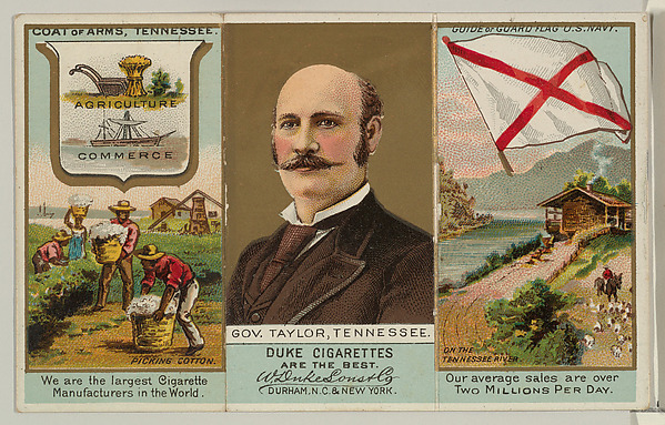 W. Duke, Sons & Co., Governor Taylor, Tennessee, from "Governors, Arms, Etc." series (N133-2), issued by Duke Sons & Co.